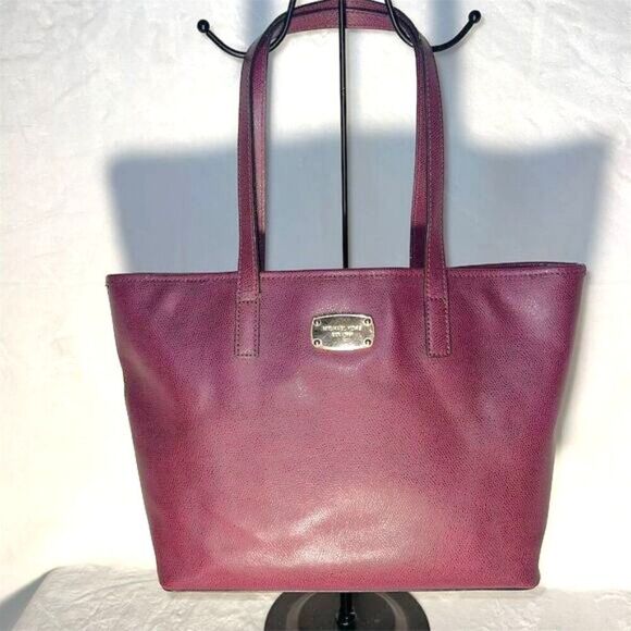 Michael Kors Handbags - Michael Kors Jet Set Travel  Tote Burgundy  Leather Bag